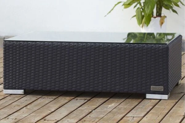 OUTFLEXX Kaffeetisch, Schwarz, Polyrattan, 95x65cm, Mit Glas-Tischplatte 6 OUTFLEXX Kaffeetisch, Schwarz, Polyrattan, 95x65cm, Mit Glas-Tischplatte – Bild 6