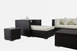 OUTFLEXX Loungemöbel-Set, Braun, Polyrattan, Für 6 Personen, Inkl. Loungetisch, Wasserfeste Kissenbox -Gartenmöbel 7 1303 BOX D.jpg