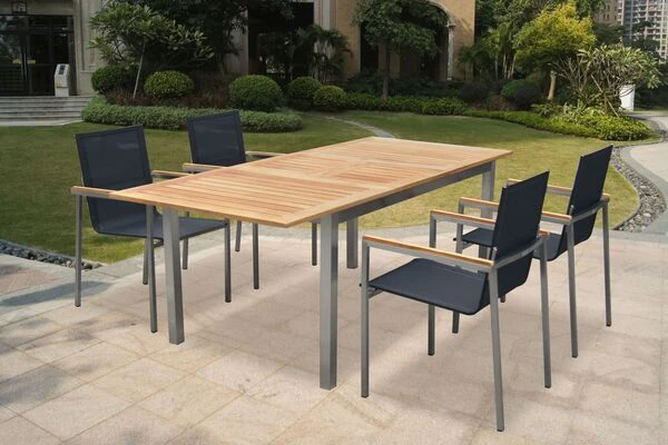 OUTFLEXX Ausziehtisch, FSC-Teak/Edelstahl, Plattenstärke 20mm, 150/200x90cm 9 OUTFLEXX Ausziehtisch, FSC-Teak/Edelstahl, Plattenstärke 20mm, 150/200x90cm – Bild 9