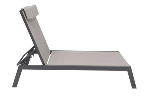 VILLANA 2er-Set Sonnenliegen, Anthrazit/grau, Alu/Textil, 198x66x32cm, Mit Beistelltisch 45x45cm 9 VILLANA 2er-Set Sonnenliegen, Anthrazit/grau, Alu/Textil, 198x66x32cm, Mit Beistelltisch 45x45cm – Bild 9