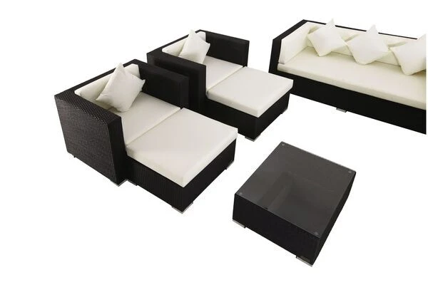 OUTFLEXX Loungemöbel-Set, Schwarz, Polyrattan, Für 9 Personen, Inkl. Kaffeetisch, Wasserfeste Kissenbox 7 OUTFLEXX Loungemöbel-Set, Schwarz, Polyrattan, Für 9 Personen, Inkl. Kaffeetisch, Wasserfeste Kissenbox – Bild 7