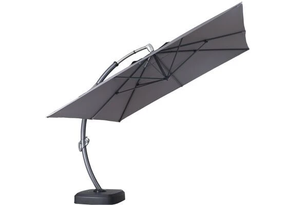 OUTFLEXX Luxus Ampelschirm, Anthrazit, Edelstahl/Aluminium, 350x350cm, Inkl. Schirmständer Und Schutzhülle 7 OUTFLEXX Luxus Ampelschirm, Anthrazit, Edelstahl/Aluminium, 350x350cm, Inkl. Schirmständer Und Schutzhülle – Bild 7