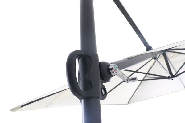 OUTFLEXX Ampelschirm, Anthrazit/creme, Pulverbesch. Aluminium, 250x250cm, Inkl. Plattenständer 7 OUTFLEXX Ampelschirm, Anthrazit/creme, Pulverbesch. Aluminium, 250x250cm, Inkl. Plattenständer – Bild 7