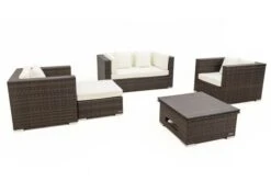 OUTFLEXX Loungemöbel-Set, Polyrattan, Braun Marmoriert, 5 Pers, Wasserfeste Kissenbox, Inkl. Loungetisch -Gartenmöbel 8 16066 BOX D.jpg