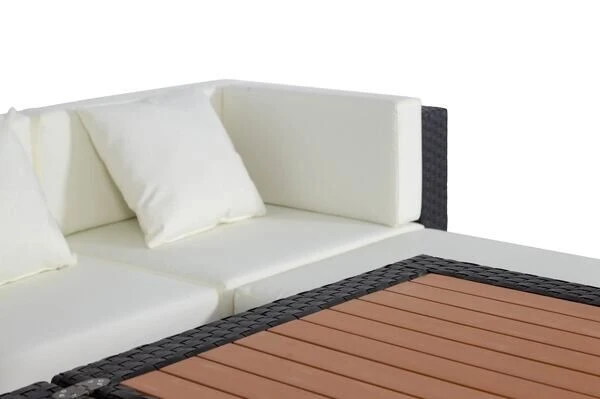 OUTFLEXX Loungemöbel-Set, Braun, Polyrattan, 5 Personen, Wasserfeste Kissenbox, Inkl. Loungetisch 9 OUTFLEXX Loungemöbel-Set, Braun, Polyrattan, 5 Personen, Wasserfeste Kissenbox, Inkl. Loungetisch – Bild 9