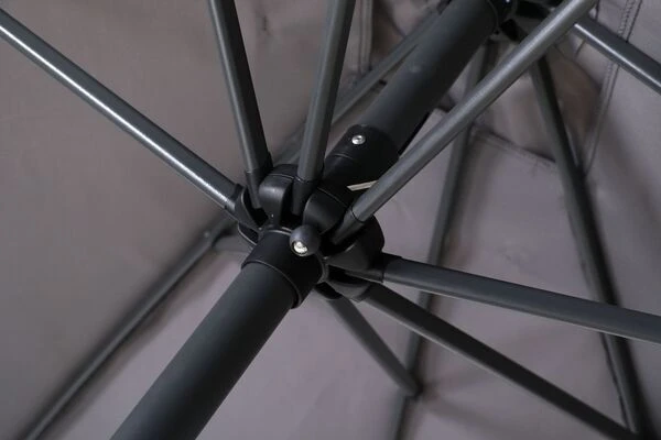 OUTFLEXX Mittelstockschirm, Hellgrau, Pulverbesch. Aluminium/Polyester PA-beschichtet, 270x150cm 9 OUTFLEXX Mittelstockschirm, Hellgrau, Pulverbesch. Aluminium/Polyester PA-beschichtet, 270x150cm – Bild 9