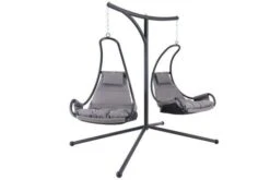 OUTFLEXX Doppelhängesessel, Anthrazit Matt/schwarz, Stahl/Textilene, 190x124x200cm, Inkl. Polster